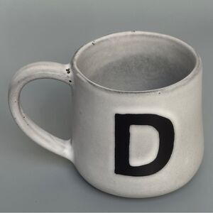 Crate and Barrel Black and White Monogram “D” Mug